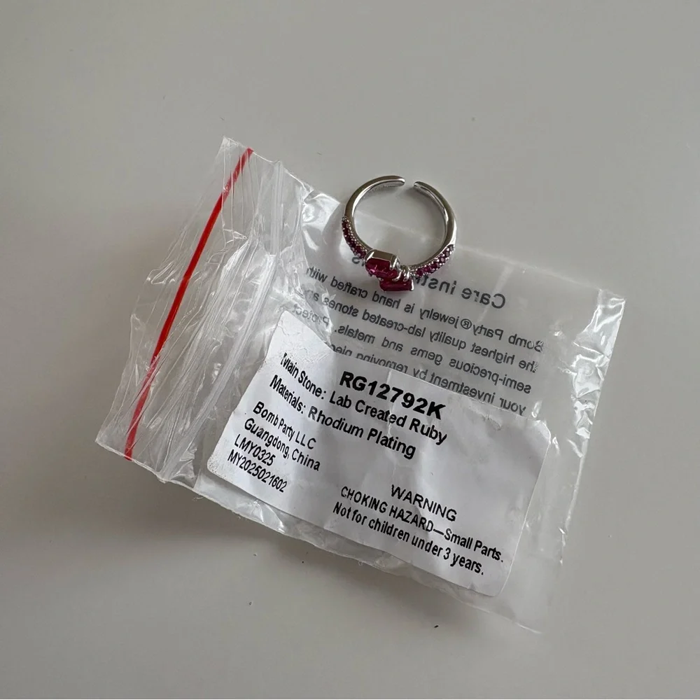 Bomb Party July25 Kids Ring RG12792K Ruby Rhodium Plating